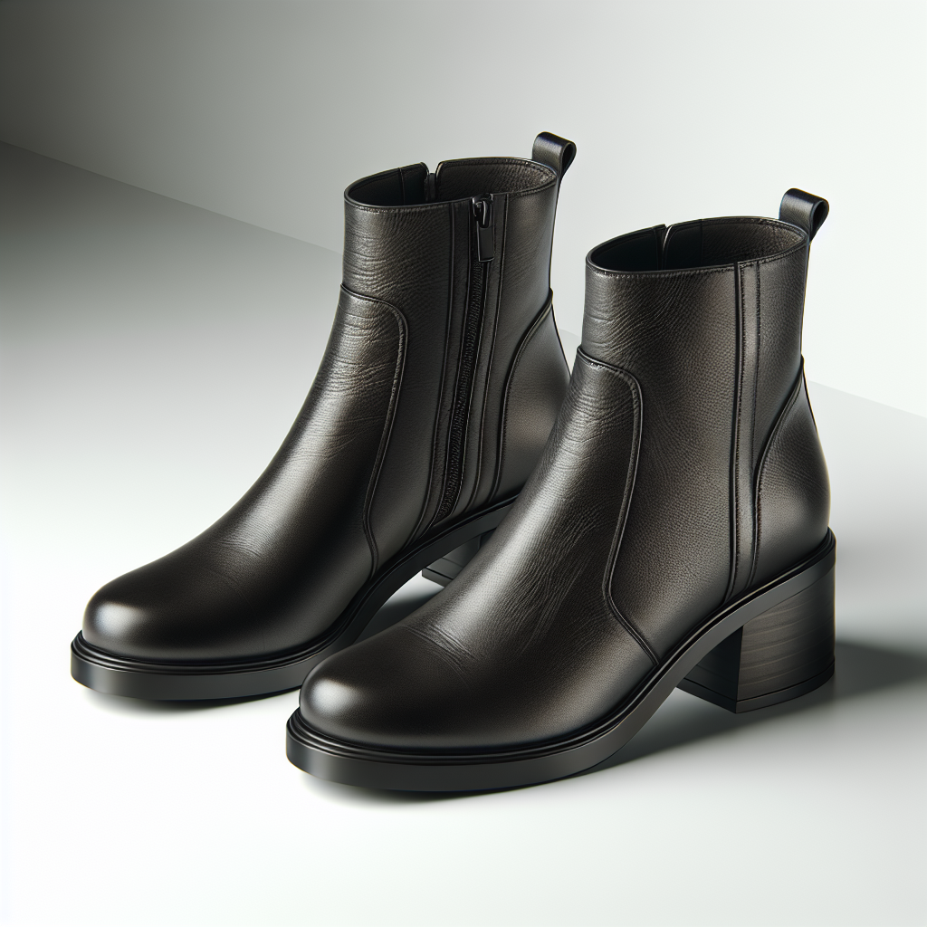 Women's Black Leather Ankle Boots