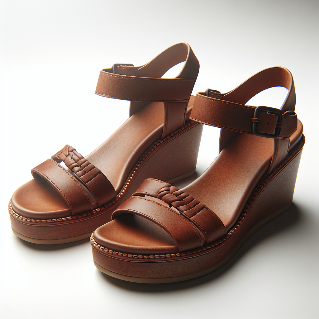 Women's Brown Leather Wedge Sandals