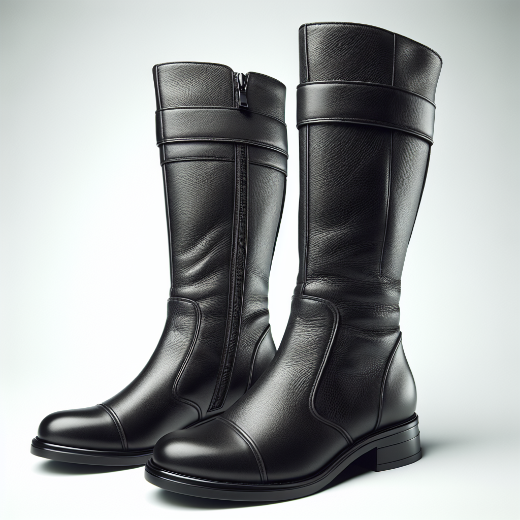 Women's Black Leather Knee-High Boots